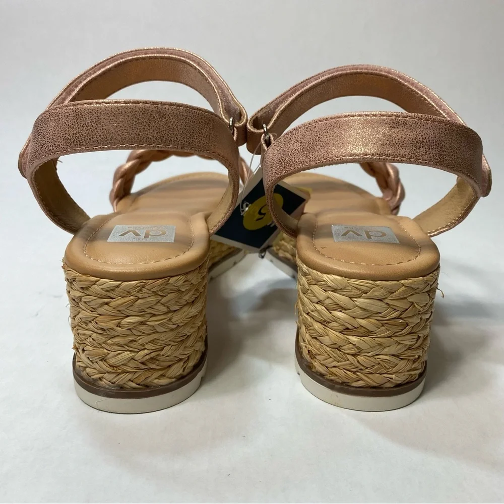 DV by Dolce Vita Vamoos Braided Raffia Rose Gold Girl Platform, 5 (big girls)
